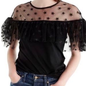 NWT J Crew Black Large Starry Tule Top
